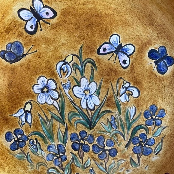 Vintage 80s Handmade in Montreal clay floral plate - Picture 2 of 12